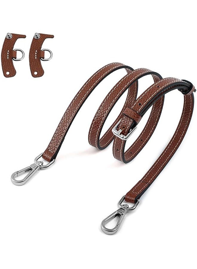 Tersely Adjustable Leather Shoulder Strap for Mini Pouch - Punch-Free Crossbody Handbag Replacement, Single Handle Conversion Set (Brown) 