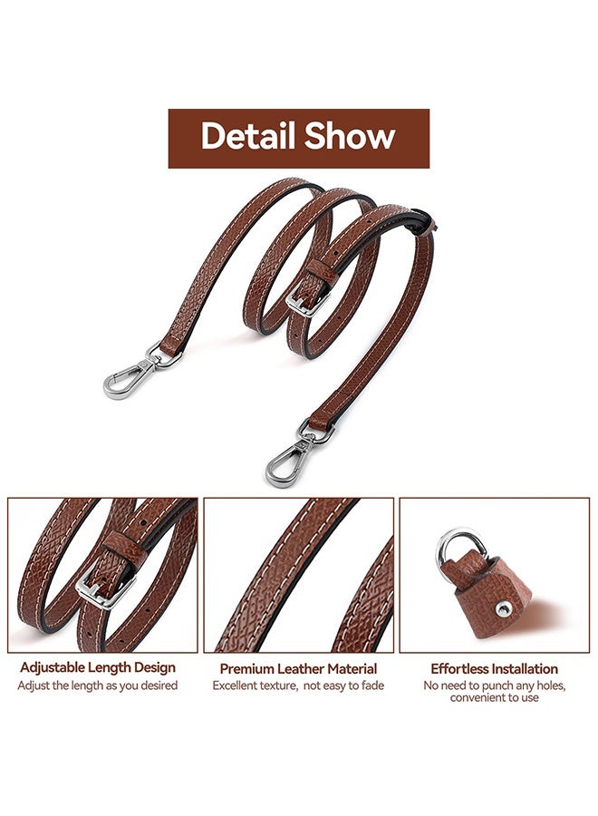 Tersely Adjustable Leather Shoulder Strap for Mini Pouch - Punch-Free Crossbody Handbag Replacement, Single Handle Conversion Set (Brown) - Image 5