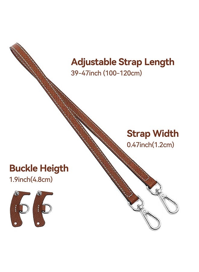 Tersely Adjustable Leather Shoulder Strap for Mini Pouch - Punch-Free Crossbody Handbag Replacement, Single Handle Conversion Set (Brown) - Image 2