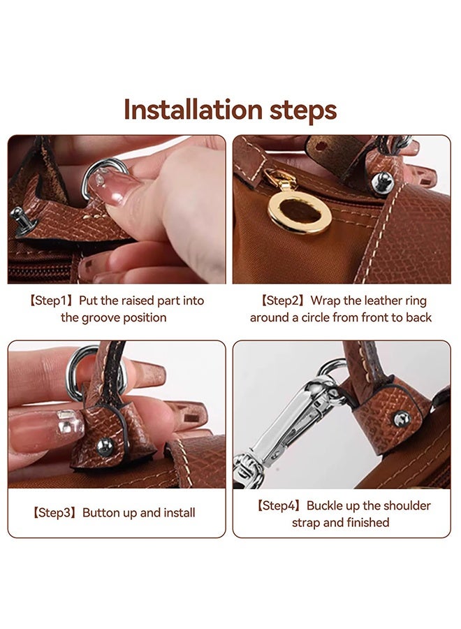 Tersely Adjustable Leather Shoulder Strap for Mini Pouch - Punch-Free Crossbody Handbag Replacement, Single Handle Conversion Set (Brown) - Image 4