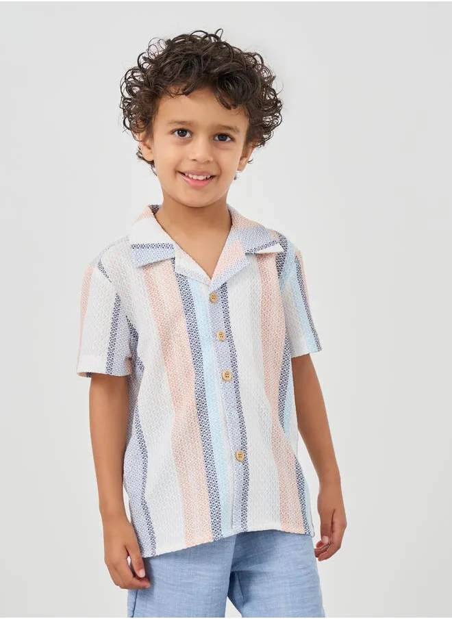 Styli Styli Striped Buttoned Short Sleeve Shirt