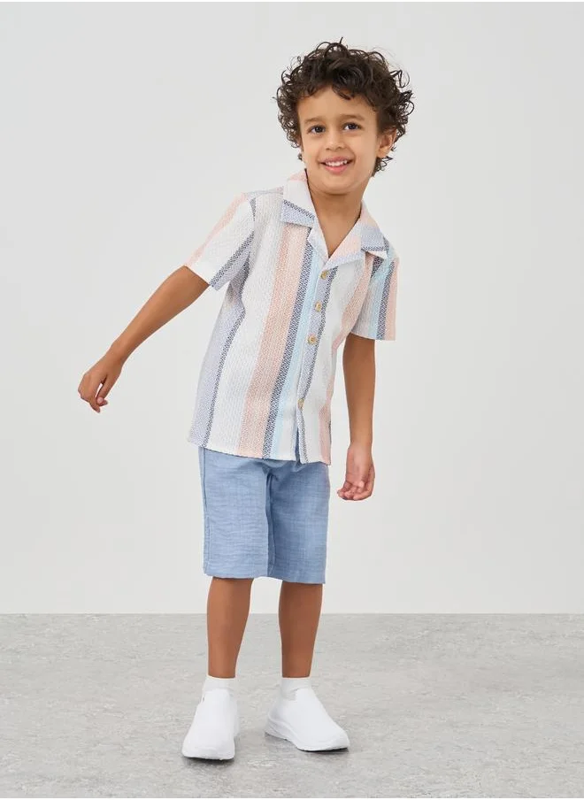 Styli Styli Striped Buttoned Short Sleeve Shirt