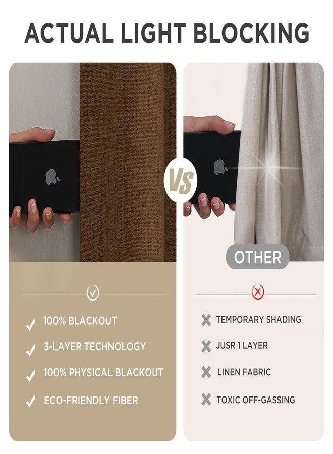 Joydeco Blackout Curtains for Bedroom - 108 Inch Long 100% Light Blocking 2 Panels Cappuccino Drapes, Thermal Insulated Room Darkening Curtains, Linen Textured for Living Room, Rod Pocket & Back Tabs - Image 5