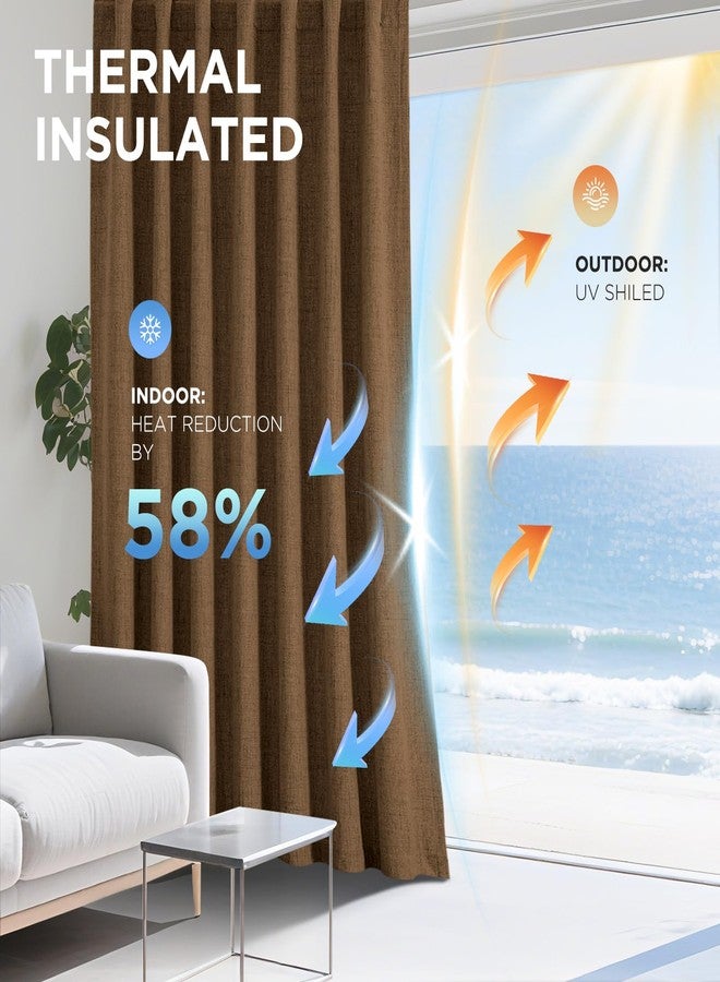 Joydeco Blackout Curtains for Bedroom - 108 Inch Long 100% Light Blocking 2 Panels Cappuccino Drapes, Thermal Insulated Room Darkening Curtains, Linen Textured for Living Room, Rod Pocket & Back Tabs - Image 4