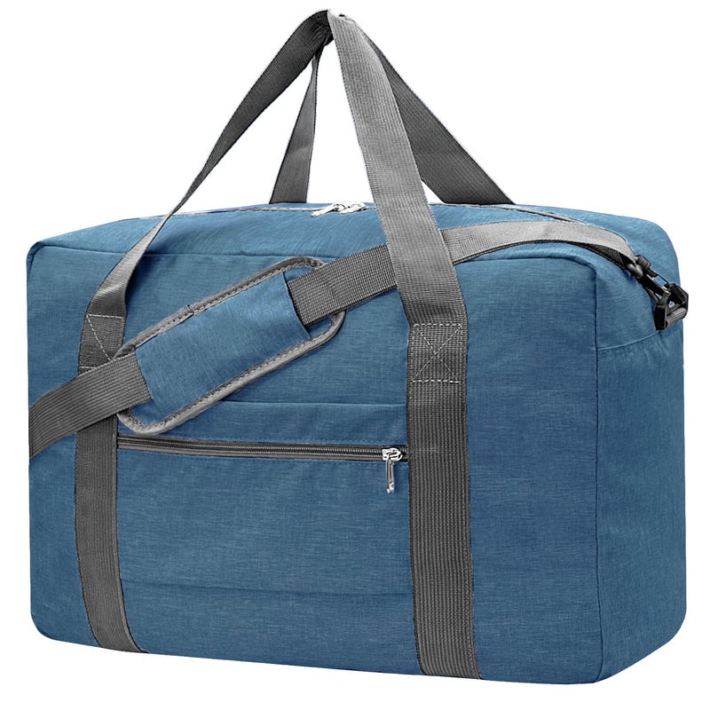 Beurlike For Spirit Airlines Personal Item Bag 18x14x8 Foldable Carry on Bags for Airplanes Travel Duffel Bags for Women and MenSnow DarkBlue With Shoulder Strap - Image 2