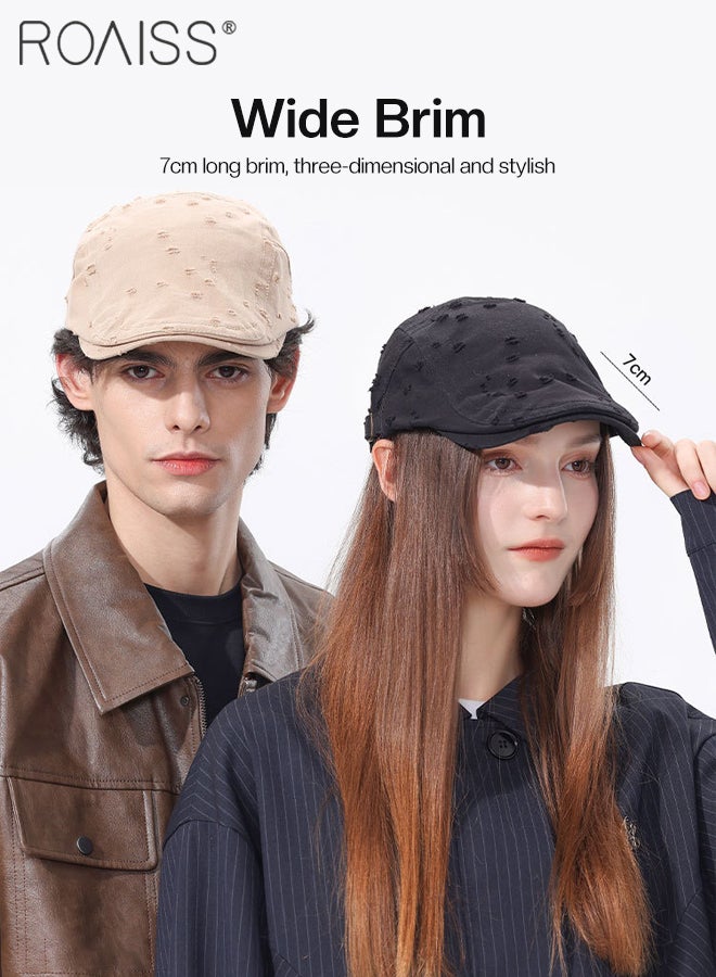 roaiss Solid Color Hole Hat for Men and Women, Outdoor Leisure Forward Hats, Retro and Simple Newsboy Cap Ivy Gatsby Cabbie Hats Adjustable Size - Image 4
