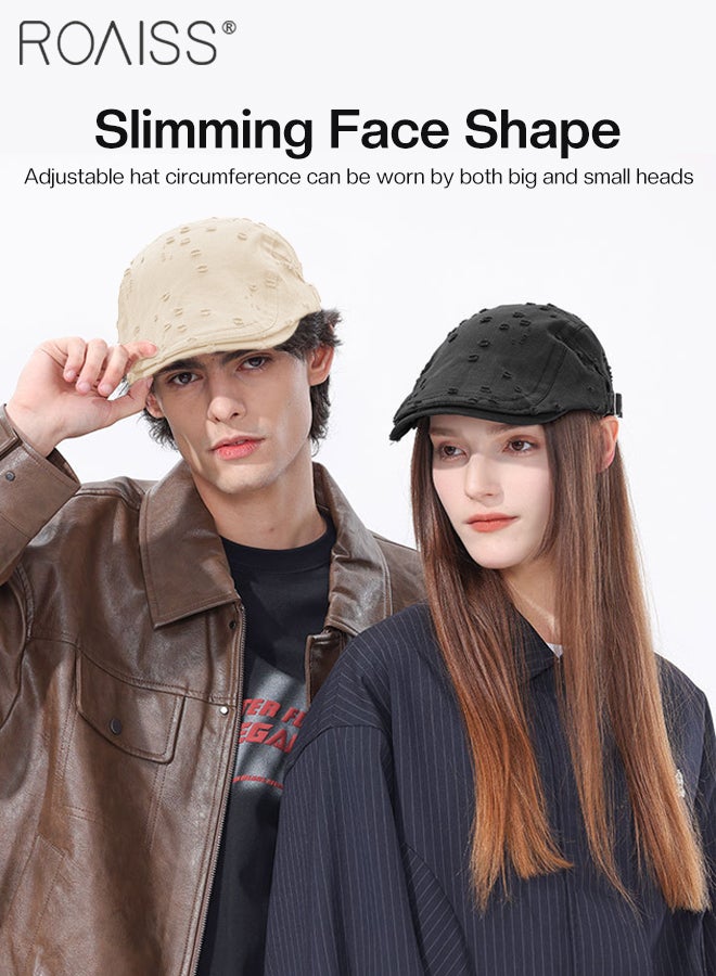 roaiss Solid Color Hole Hat for Men and Women, Outdoor Leisure Forward Hats, Retro and Simple Newsboy Cap Ivy Gatsby Cabbie Hats Adjustable Size - Image 5