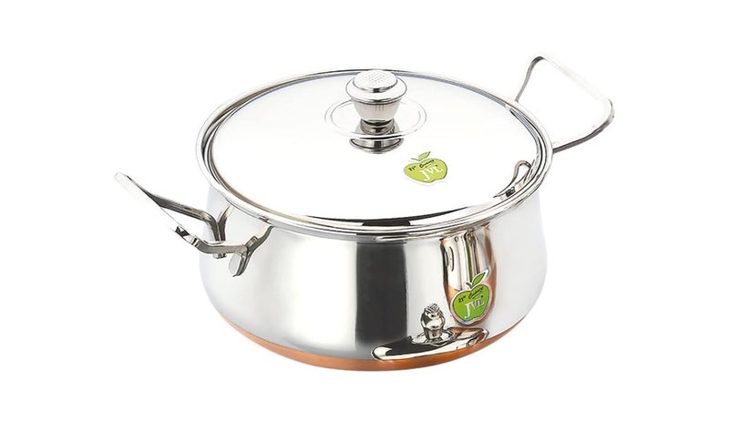 JVL Stainless Steel Copper Bottom PotHandi with Lid Handle Set 850 1300 2200 ml 3Piece Copper Bottom Handi Set for Cooking 3 Piece Handi Set for Serving JVLOPCU1 - Image 2