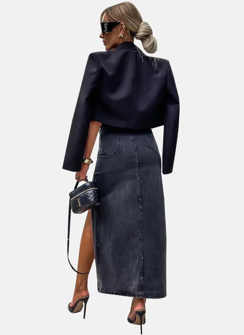 YUNIQEE Black High Rise Maxi Skirts