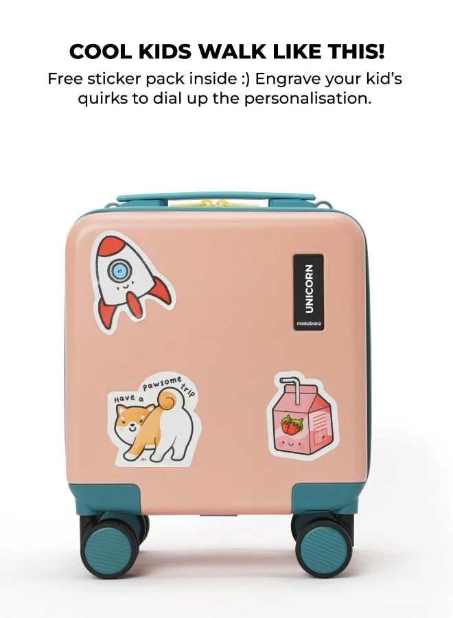 موكوبارا للتجارة ذ.م.م MOKOBARA The Moko Blocks Unbreakable Polycarbonate Extra Light Weight Kids Luggage | Hard Trolley Suitcase for Kids (38 cms (3-8 Years), Cotton Candy)