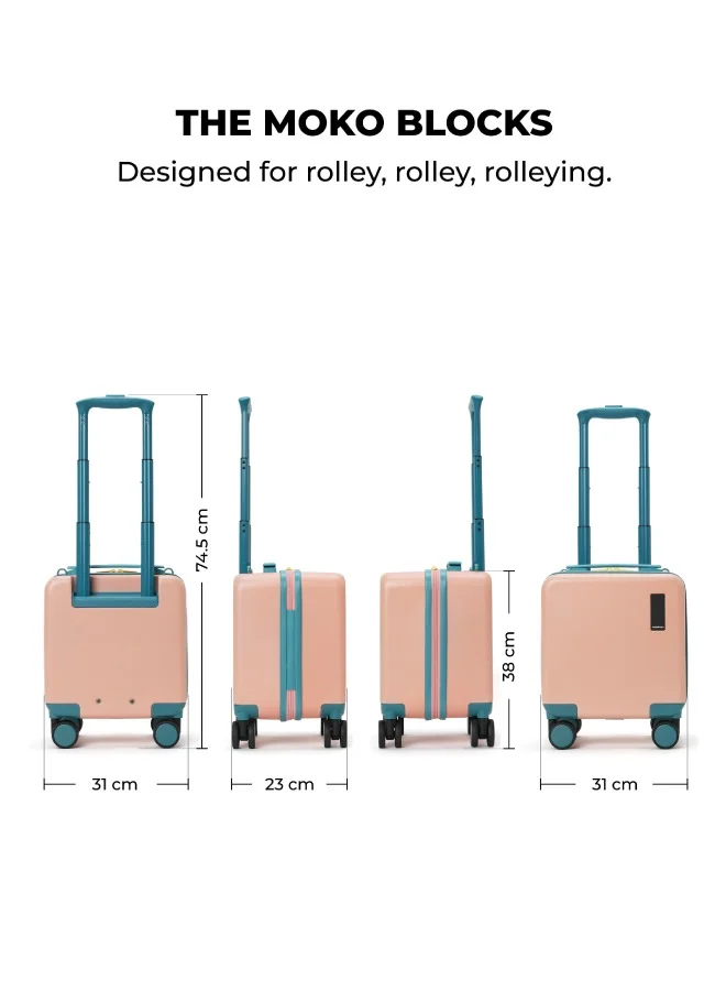 موكوبارا للتجارة ذ.م.م MOKOBARA The Moko Blocks Unbreakable Polycarbonate Extra Light Weight Kids Luggage | Hard Trolley Suitcase for Kids (38 cms (3-8 Years), Cotton Candy)