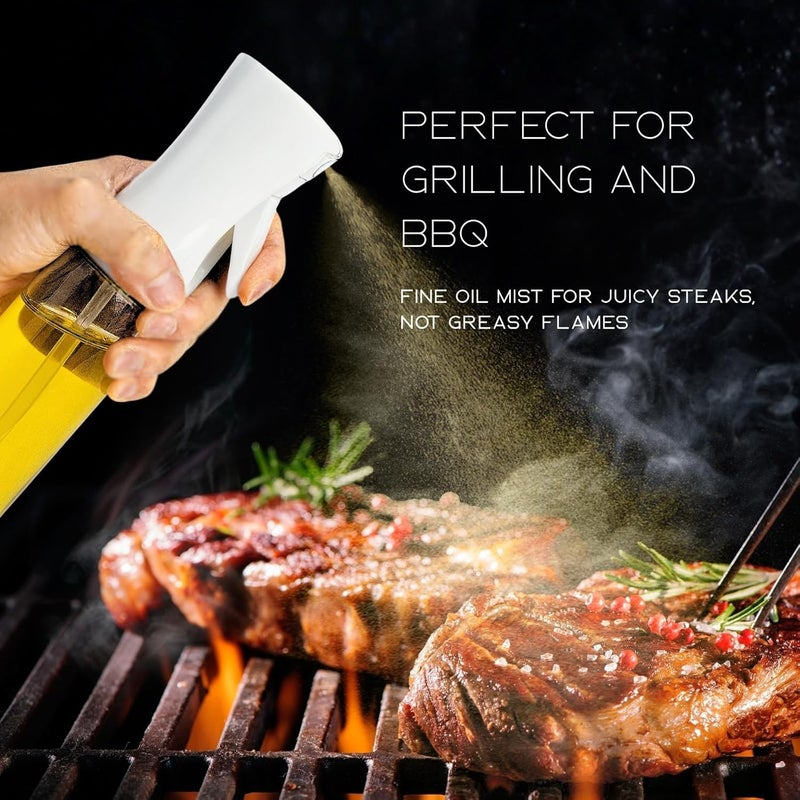 BOKKY Olive Oil Sprayer for Cooking, 220ml Glass Olive Oil Spray Bottle with Continuous Fine Mist, Food Grade Oil Sprayer for Air Fryer, Salad, BBQ, Baking, Frying (White / 1 Pack) - Image 5