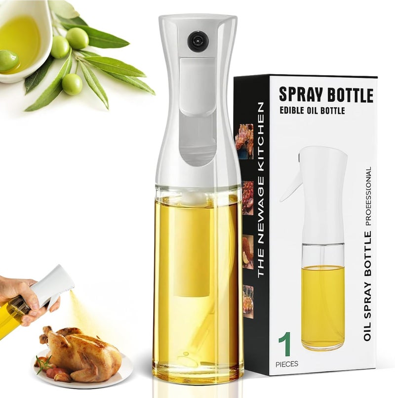 BOKKY Olive Oil Sprayer for Cooking, 220ml Glass Olive Oil Spray Bottle with Continuous Fine Mist, Food Grade Oil Sprayer for Air Fryer, Salad, BBQ, Baking, Frying (White / 1 Pack) - Image 1