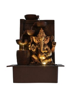 INDIANA CRAFT Indiana Craft Ganesha Polystone 5Steps Indoor Table Top Fountain with LED Lights and Water Pump Brown Golden 40 X 31 X 23 cm 
