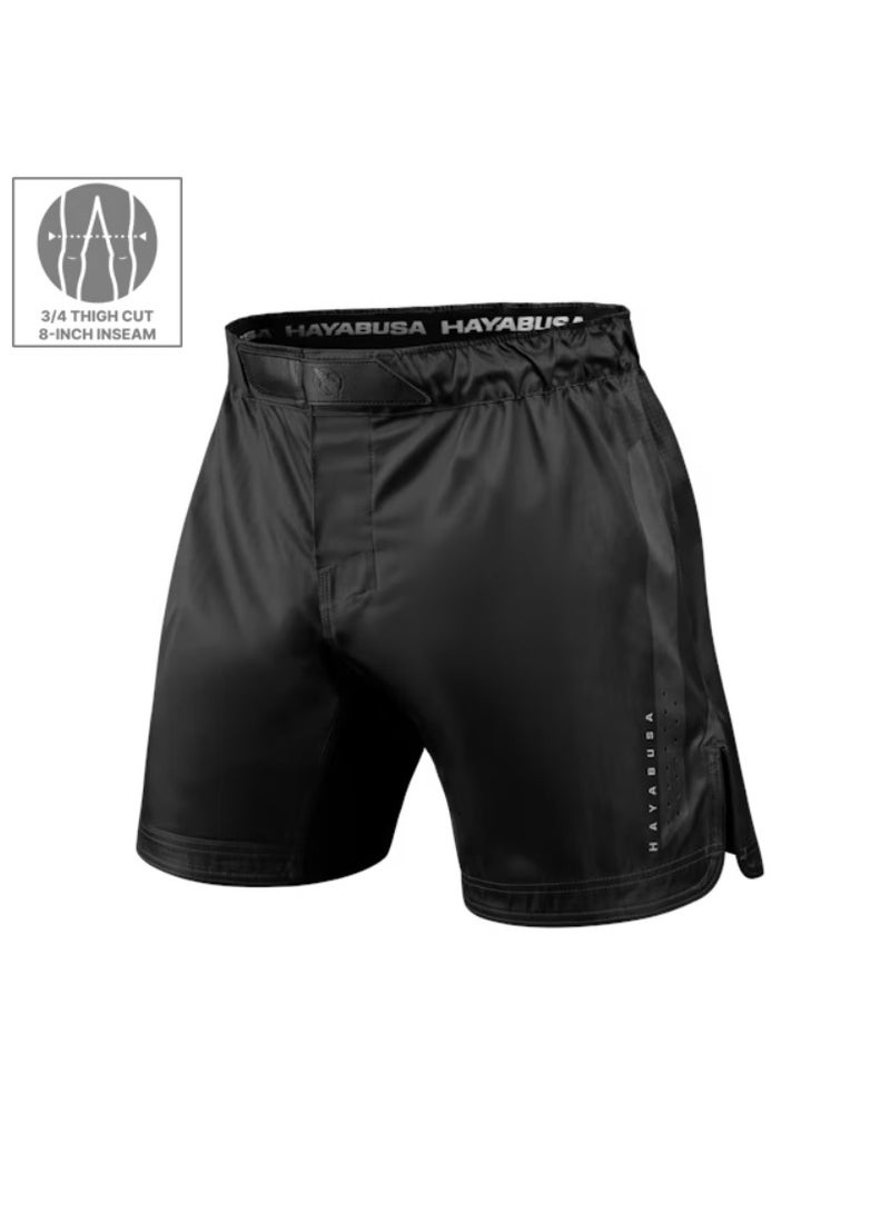 HAYABUSA MENS CORE 3/4 THIGH FIGHTSHORTS BLACK - Image 1