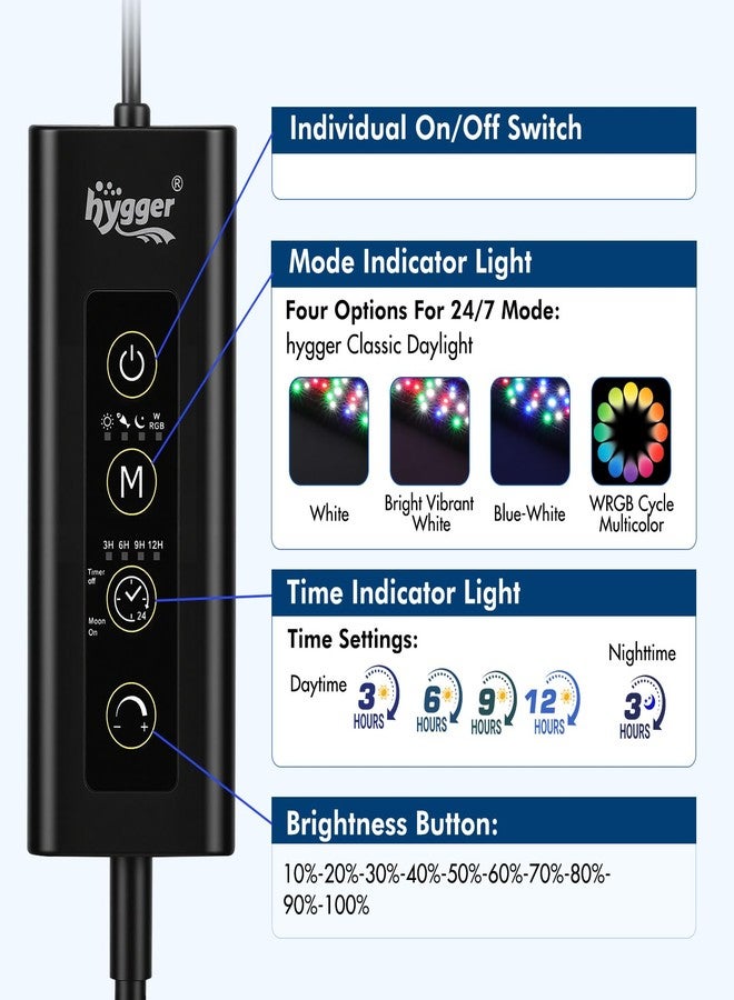 hygger Auto On Off Aquarium LED Light, 4 Mode Lighting Full Spectrum Fish Tank Light 24/7 Timer Colorful Fish/Sun/Nightlight/WRGB Cycle for Freshwater - Image 2