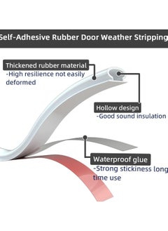 KASTWAVE Door Weather Stripping Door Seal Strip, 19.7 Feet Self-Adhesive Rubber Door Insulation Weather Strip for Window and Door Soundproofing D Shape,Weatherstripping for Door Frame Gap Blocker  - Image 4