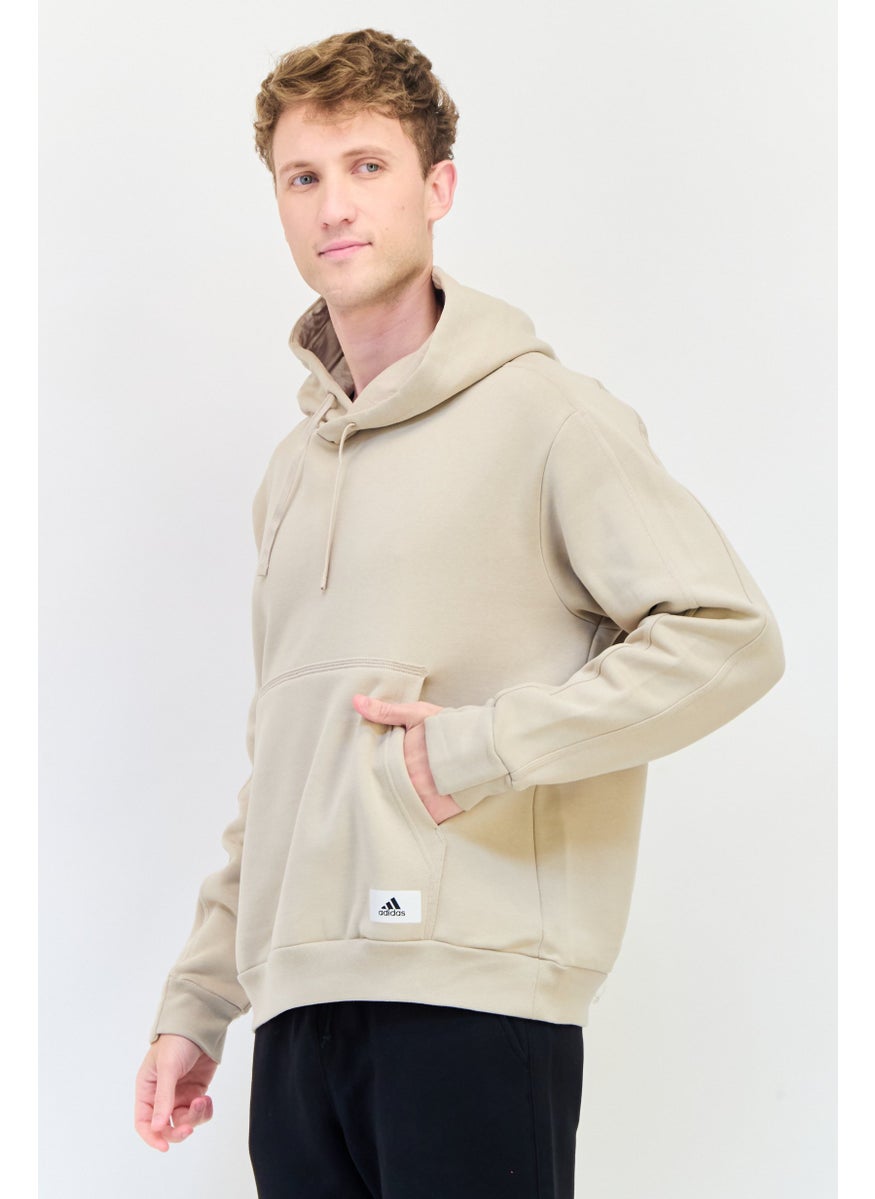 Adidas Men Sportswear Fit Long Sleeve Outdoor Hoodie, Beige  - Image 2