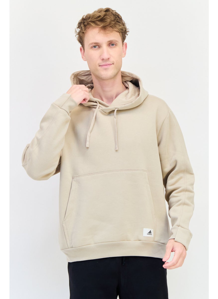 Adidas Men Sportswear Fit Long Sleeve Outdoor Hoodie, Beige  - Image 1
