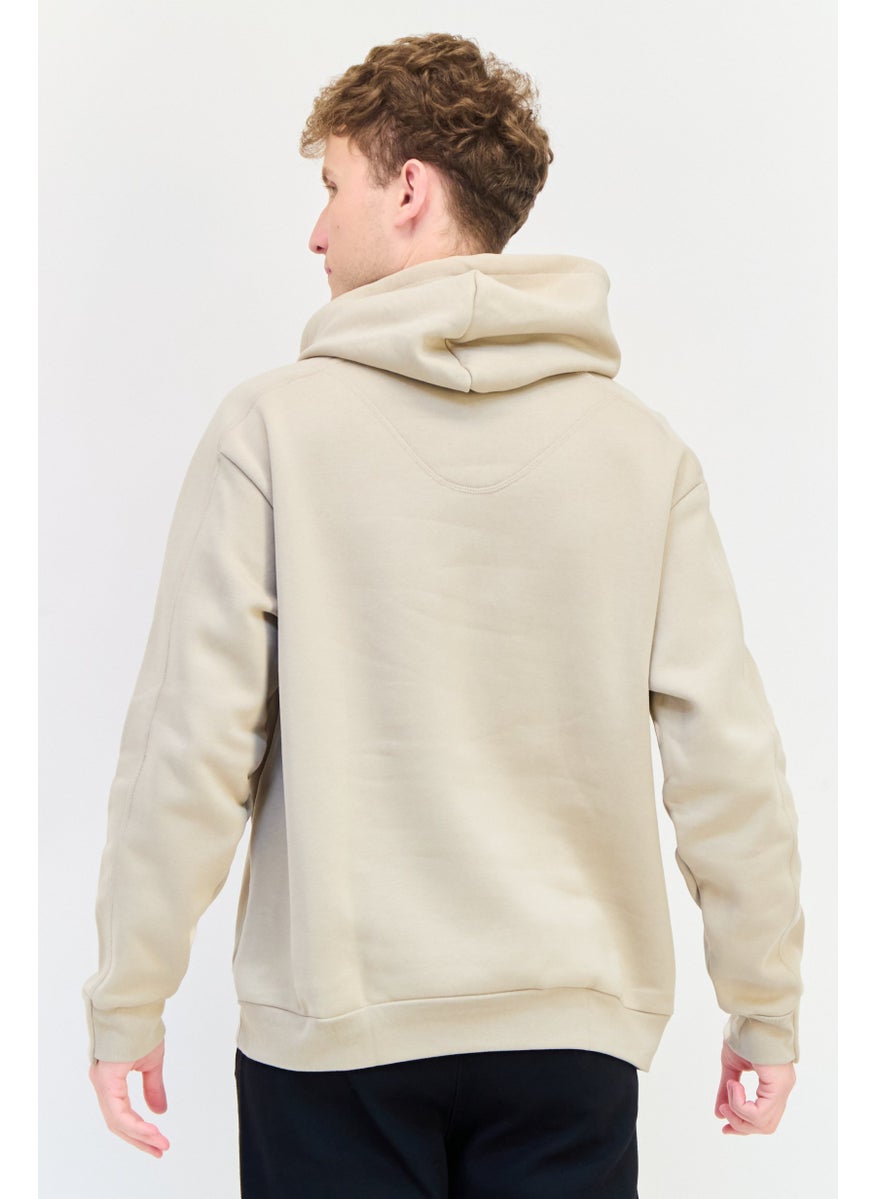 Adidas Men Sportswear Fit Long Sleeve Outdoor Hoodie, Beige  - Image 3