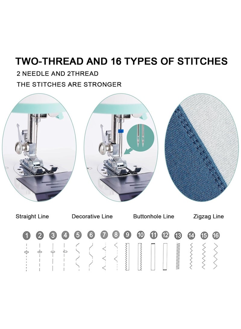 Electric Sewing Machine | 16 Stitch Modes | Dual Needle for Heavy Fabrics | Portable & Beginner-Friendly with Foot Pedal Control  - Image 2