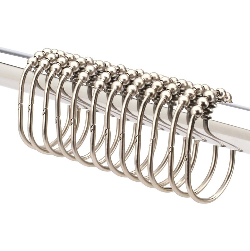 2 Lb. Depot 2LB Depot Wide Shower Curtain RingsHooks Set Decorative Brushed Satin Nickel Finish Easy Glide Rollers100 Rustproof Stainless Steel Set of 12 Rings for Shower Rods Rust Proof Bathroom Hooks