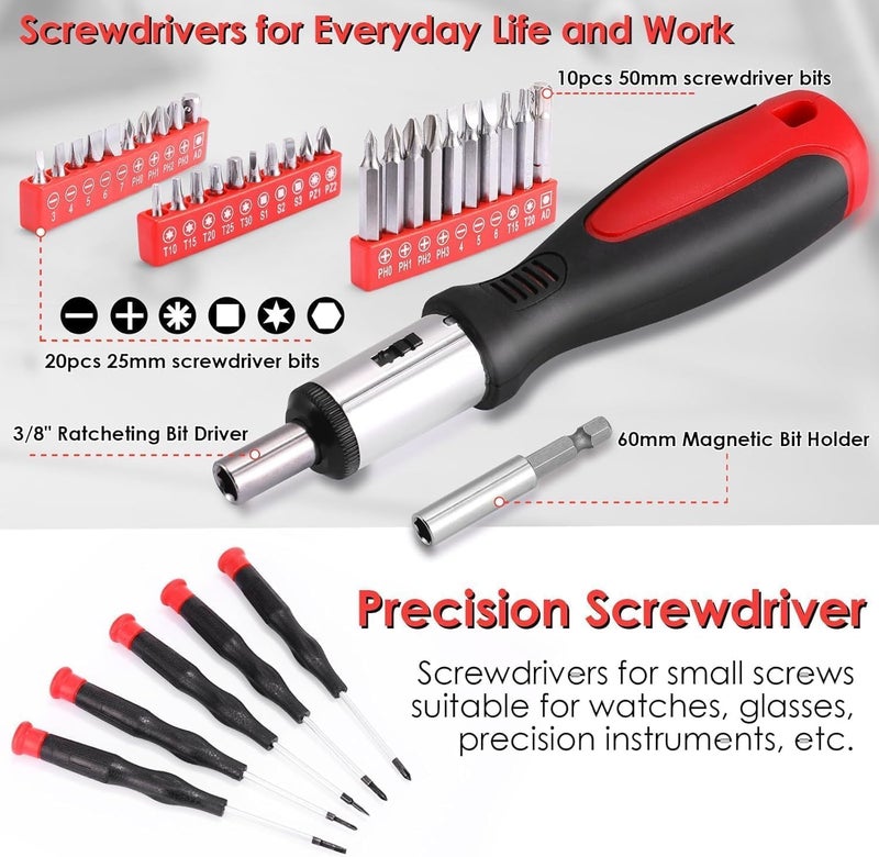 TLGREEN 198 Piece Home Tool Set - Portable Mechanic Basic Hand Repair Tool Kit with Storage Box - Image 2