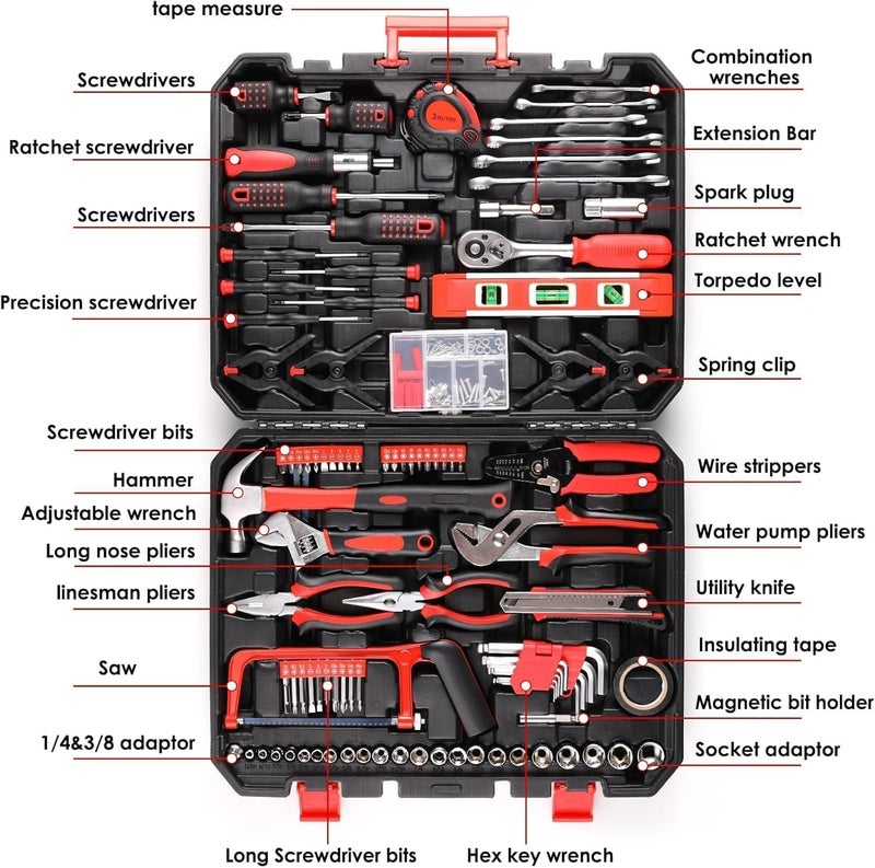 TLGREEN 198 Piece Home Tool Set - Portable Mechanic Basic Hand Repair Tool Kit with Storage Box - Image 4