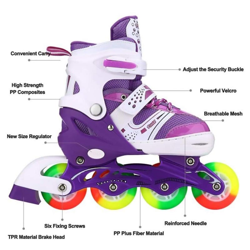 JIFAR Kids Adjustable Flashing Inline Skates for Boys Girls and Adults with Full Light Up Wheels, Outdoor Roller Skates for Kids Beginner Ages 6-8-12-14, Men and Women - Image 2