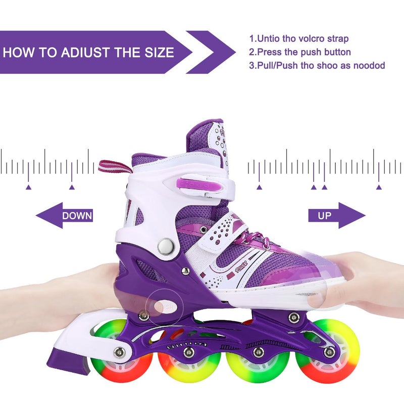 JIFAR Kids Adjustable Flashing Inline Skates for Boys Girls and Adults with Full Light Up Wheels, Outdoor Roller Skates for Kids Beginner Ages 6-8-12-14, Men and Women - Image 5