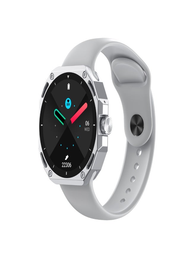 AROAQ V18ProMax Smartwatch – 1.52" Display, Heart Rate & Temperature Monitor, BT Calling & Music, Fitness Tracker, Multi-Sports Modes, Magnetic Charging – Compatible with Android & iOS ( Silicone Strap ,Gray ) - Image 1