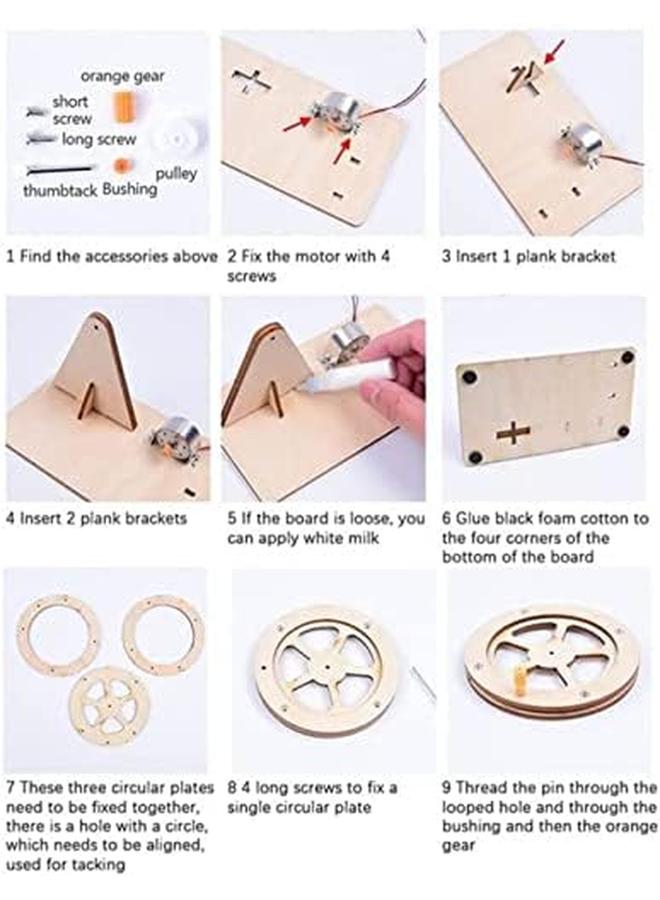 SYOSI Wooden Hand Cranked Generator Science Kit Manual Generator Toy Physics Experiment Puzzle Light Bulb Science Experiments For Kids Age 6 14 Light Bulb Color Random - Image 3