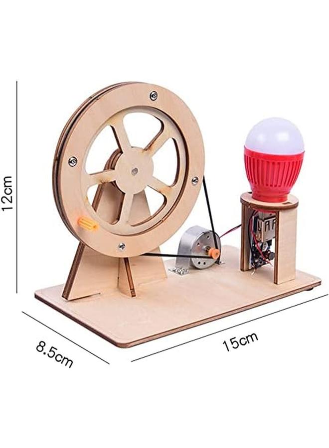 SYOSI Wooden Hand Cranked Generator Science Kit Manual Generator Toy Physics Experiment Puzzle Light Bulb Science Experiments For Kids Age 6 14 Light Bulb Color Random - Image 2