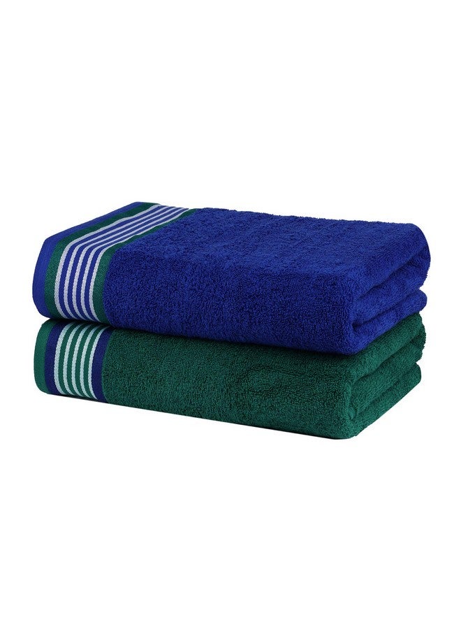 Casa Copenhagen He & She Collection 2 Pieces Cotton Extra Soft Large Bath Towel (70 x 140 cm) - Green & Sodalite Blue - Image 2