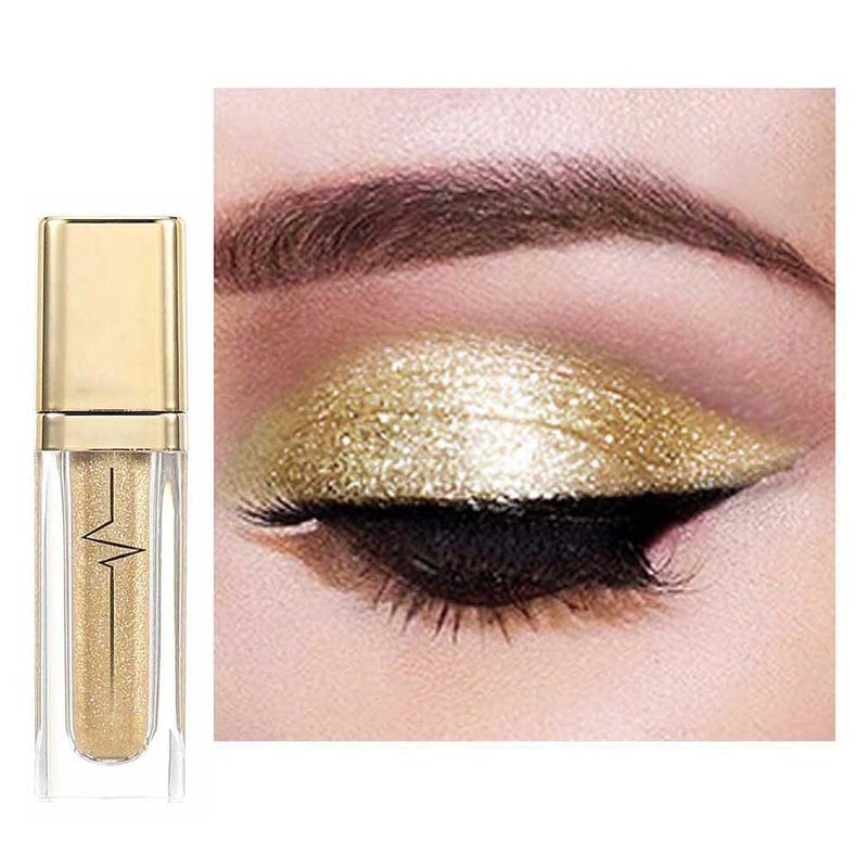 Kilshye Glitter Liquid Eyeshadow Shimmer Eye Shadow Metallic Eyeshadows High Pigment Eyes Shadow Long Lasting Waterproof Eyes Liquid Makeup for Women and Girls Pack of 1 (E- Gold 6) - Image 1