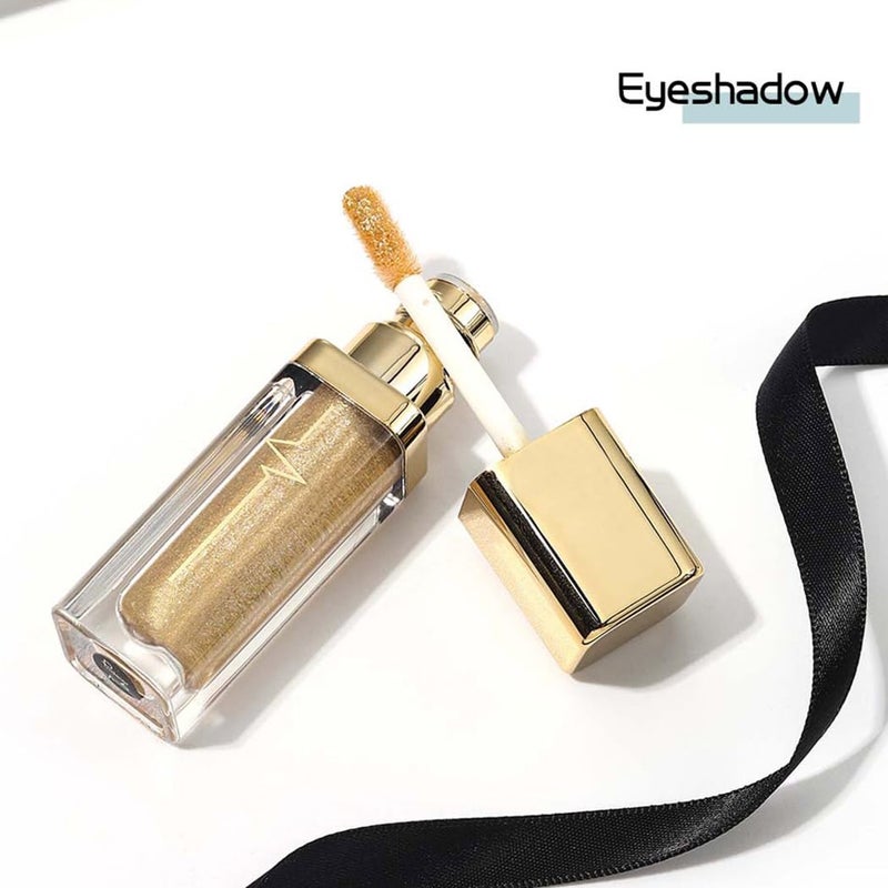 Kilshye Glitter Liquid Eyeshadow Shimmer Eye Shadow Metallic Eyeshadows High Pigment Eyes Shadow Long Lasting Waterproof Eyes Liquid Makeup for Women and Girls Pack of 1 (E- Gold 6) - Image 4