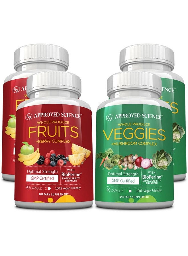 Approved Science Fruits & Veggies - 42 Whole Fruit and Veggie Supplement - Enhanced Health & Vitality - Daily Natural Vitamins, Minerals, Antioxidants - 180 Capsules Each - 2-Month Supply - Image 1