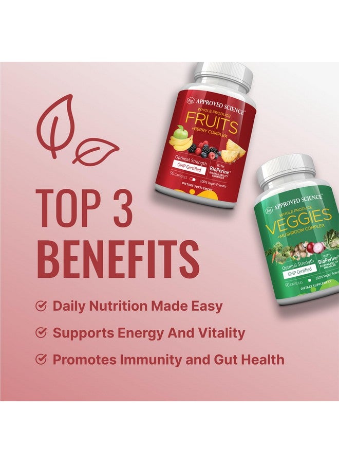 Approved Science Fruits & Veggies - 42 Whole Fruit and Veggie Supplement - Enhanced Health & Vitality - Daily Natural Vitamins, Minerals, Antioxidants - 180 Capsules Each - 2-Month Supply - Image 3