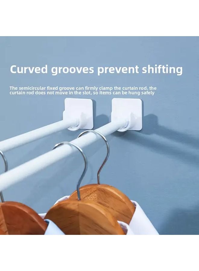 Adjustable No Drill Shower Curtain Holder With White Hooks And Carbon Steel Pole 11 81 19 69 Inch - Image 2