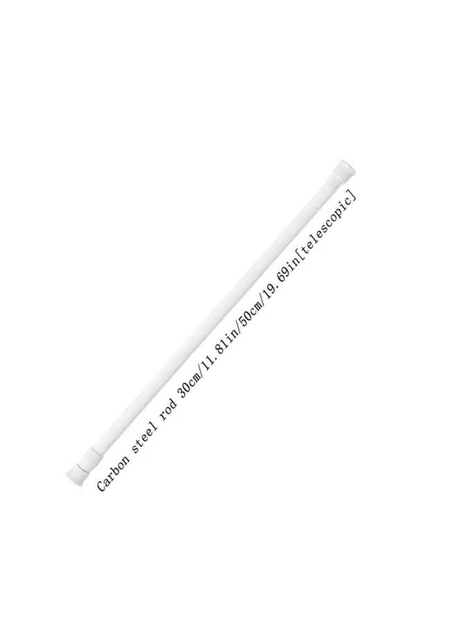 Adjustable No Drill Shower Curtain Holder With White Hooks And Carbon Steel Pole 11 81 19 69 Inch - Image 4