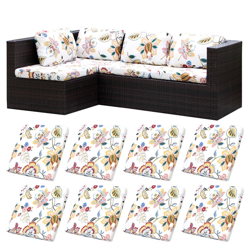 BIETYONE 8Pcs Stretch Patio Cushion Covers,Outdoor Couch Covers Replacement,Outdoor Couch & Sofa Slipcovers,for Patio Furniture Cushion Covers,Washable Reusable Furniture Protector (Vivid, Cover Only) - Image 1