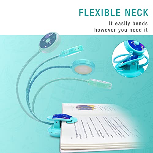 Vekkia Cute Rechargeable Book Light,Eye Caring Reading Light for Kids Clip on, 3 Colors & 3 Brightness, 1.8oz Super Light Weight, Up to 40 Hours Reading. Great Gifts for Kids & Readers (Blue) - Image 5