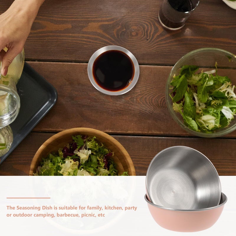 Stainless Steel Round Sauce Dishes Set Small Dipping Bowls For Sushi - Image 4