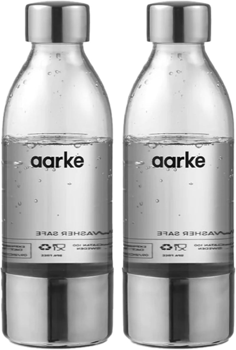 Aarke Extra PET Stainless Steel Reusable Bottle for Carbonator l, ll, and 3, BPA-Free and Non-Toxic, 650 mL/22 fl oz (2-Pack) - Image 1