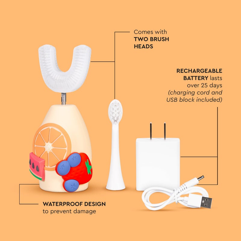 Boka Kids Sonic Electric Toothbrush - Rechargeable Sonic Powered Toothbrush - Food Grade Silicone Bristles for Deep Cleaning - Dentist Recommended Oral Care - U Brush and Nylon Brush Set - Image 2