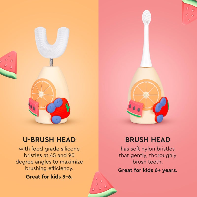 Boka Kids Sonic Electric Toothbrush - Rechargeable Sonic Powered Toothbrush - Food Grade Silicone Bristles for Deep Cleaning - Dentist Recommended Oral Care - U Brush and Nylon Brush Set - Image 3