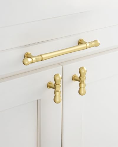 9BUILD 10 Pack 5 Inch Cabinet Handles Brushed Gold Cabinet Pulls Kitchen Cabinet Handle Cabinet Hardware Kitchen Handle for Cabinets Gold Pulls for Cabinets - Image 3