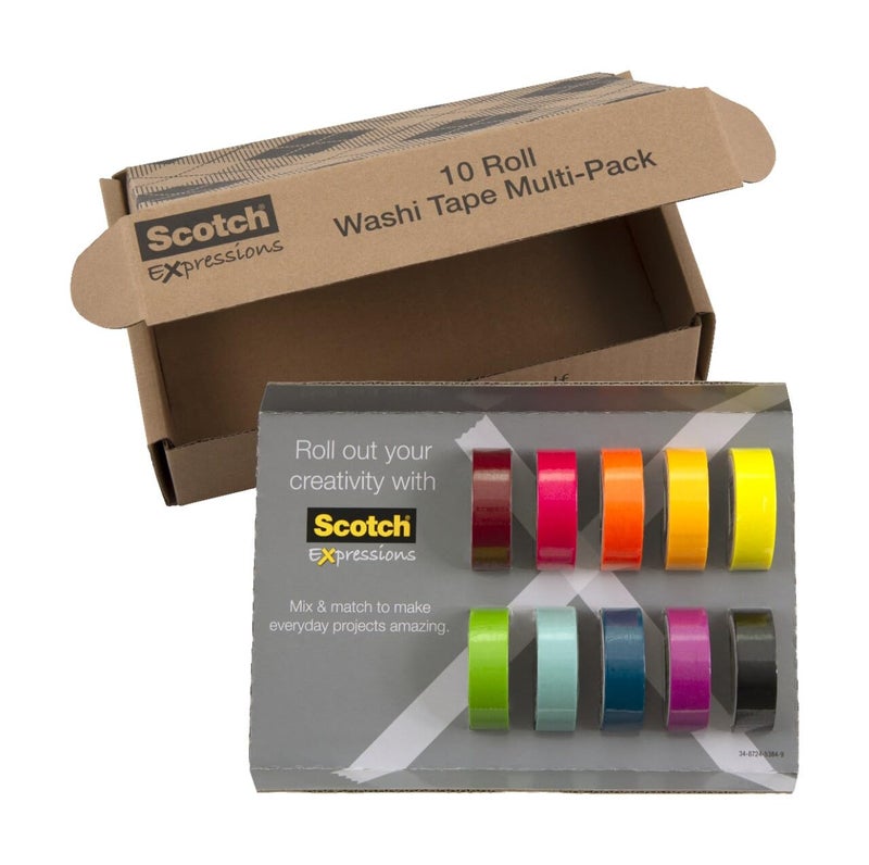 Scotch Washi Tape, 10 Rolls, Great for Use in Bullet Journal, School Supplies, Craft Supplies, and Teacher Appreciation Gifts (C317-10-SIOC) - Image 2