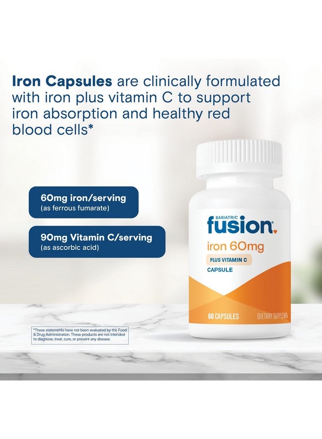 Bariatric Fusion Iron Supplement 60mg with Vitamin C | Easy to Swallow Capsule | Ferrous Fumarate Vitamins for Women and Men | Gluten, Dairy and Soy Free | Non-GMO | 60 Count - Image 5