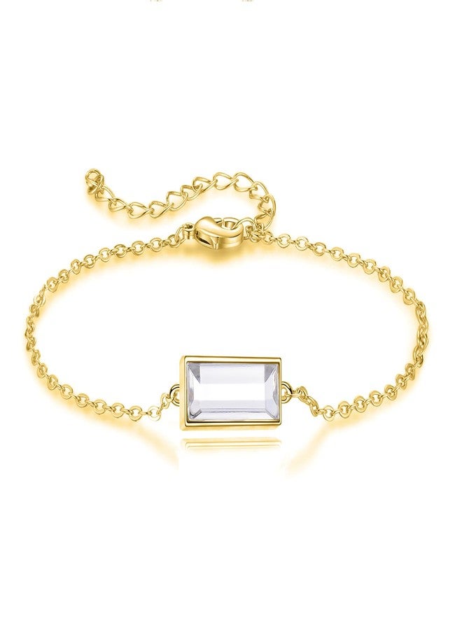 RIPFEVURN Bar Cremation Jewelry Urn Bracelet for Ashes for Women Small Glass Cube Memorial Ashes Keepsake Link Bracelet(Gold-White) - Image 1